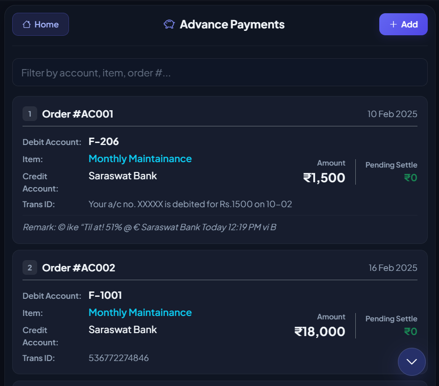 Advance Payments Registry
