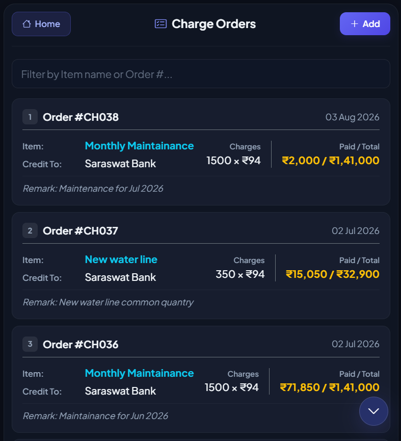 Charge Orders Registry