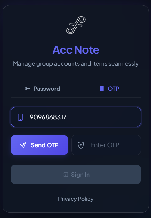 Mobile OTP Login View