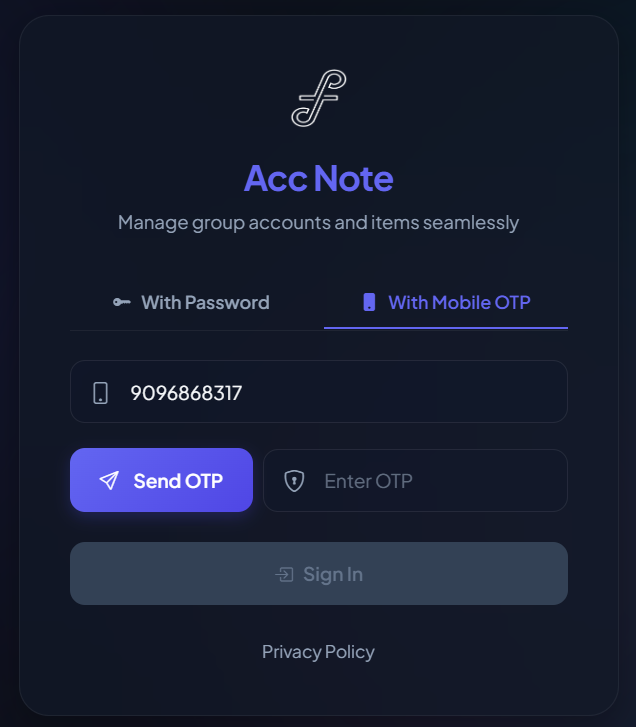 Secure Mobile OTP Authentication View